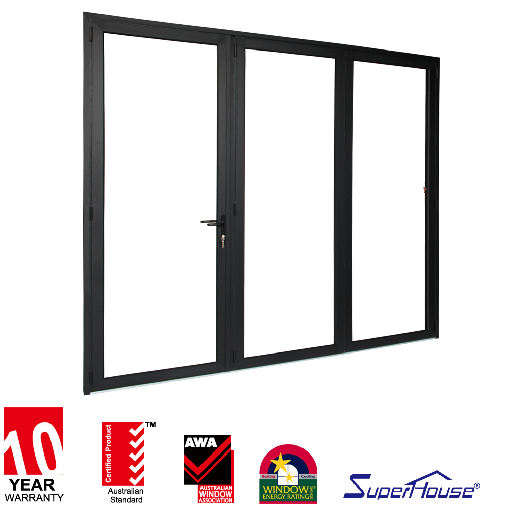 Superhouse Hurricane Proof Aluminium Folding Door Thermal Break Glass Folding Sliding Door Exterior Patio Bi-folding Door