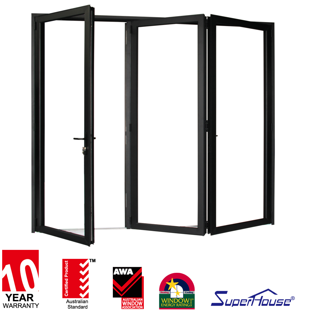 Superhouse Hurricane Proof Aluminium Folding Door Thermal Break Glass Folding Sliding Door Exterior Patio Bi-folding Door