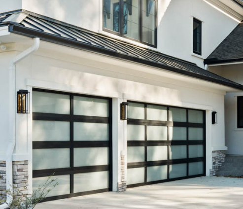 Miami-Dade NOA Certified Modern Black Powder Coated Aluminum Glass Garage Door, Impact & Wind Resistant for Luxury Villa Mansion