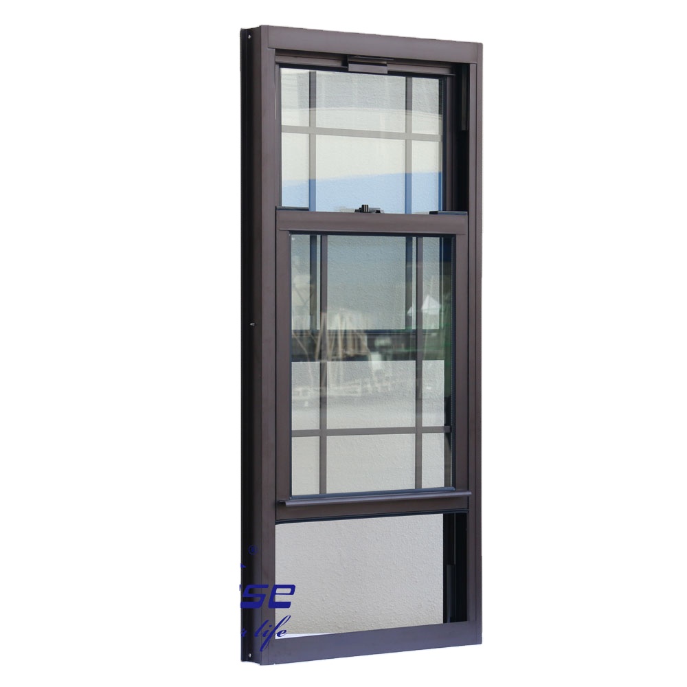 Miami-Dade Certified Hurricane Impact Aluminum Single Hung Window Double Glazed Waterproof  Soundproof  Window for Patio Villa