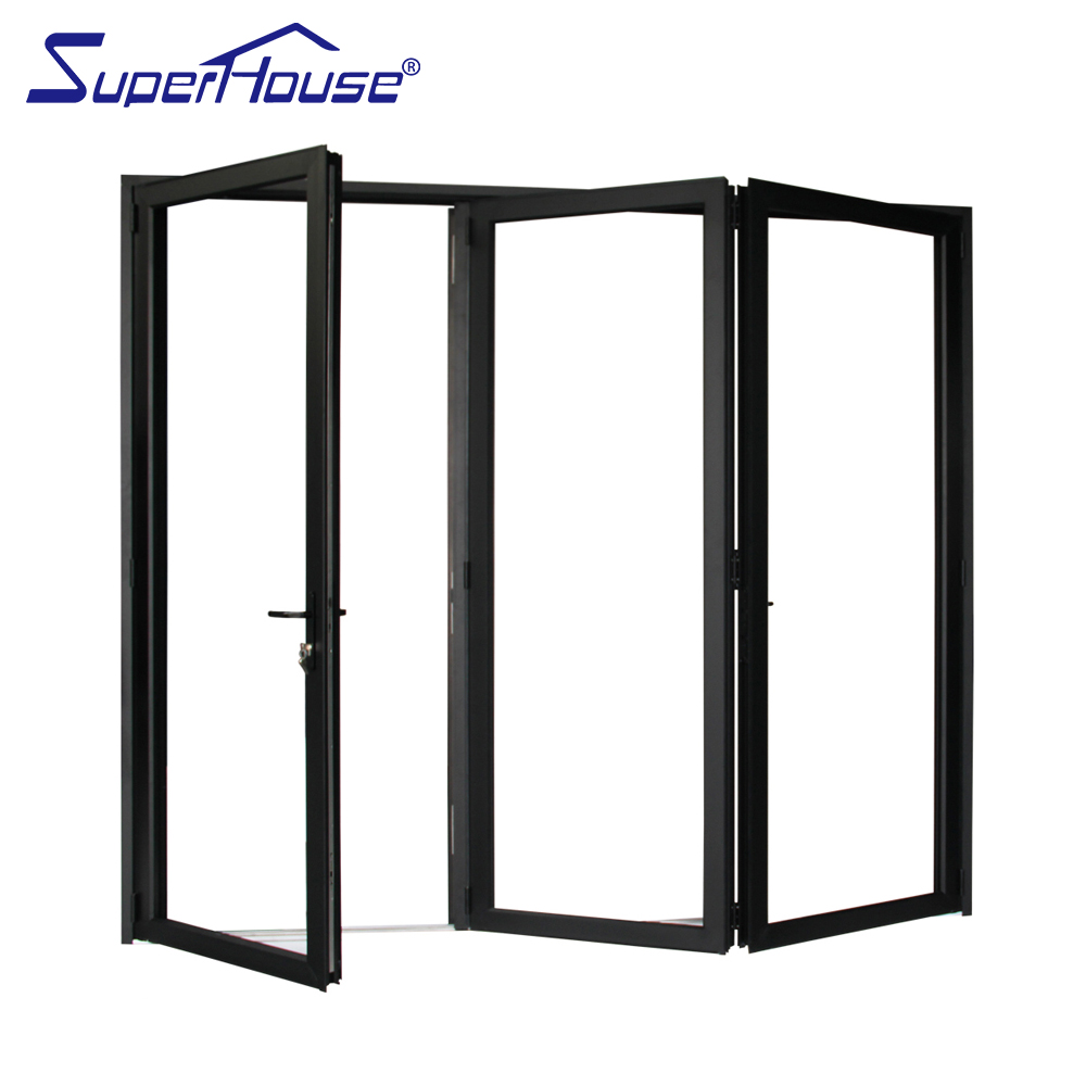 Heat Insulation Superhouse NFRC NOA FPA AS2047 Hurricane Impact Aluminum 3panel Bi-folding Doors with 10 Years Warranty