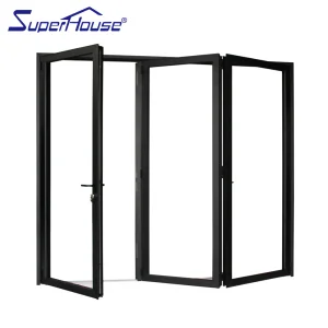 Heat Insulation Superhouse NFRC NOA FPA AS2047 Hurricane Impact Aluminum 3panel Bi-folding Doors with 10 Years Warranty