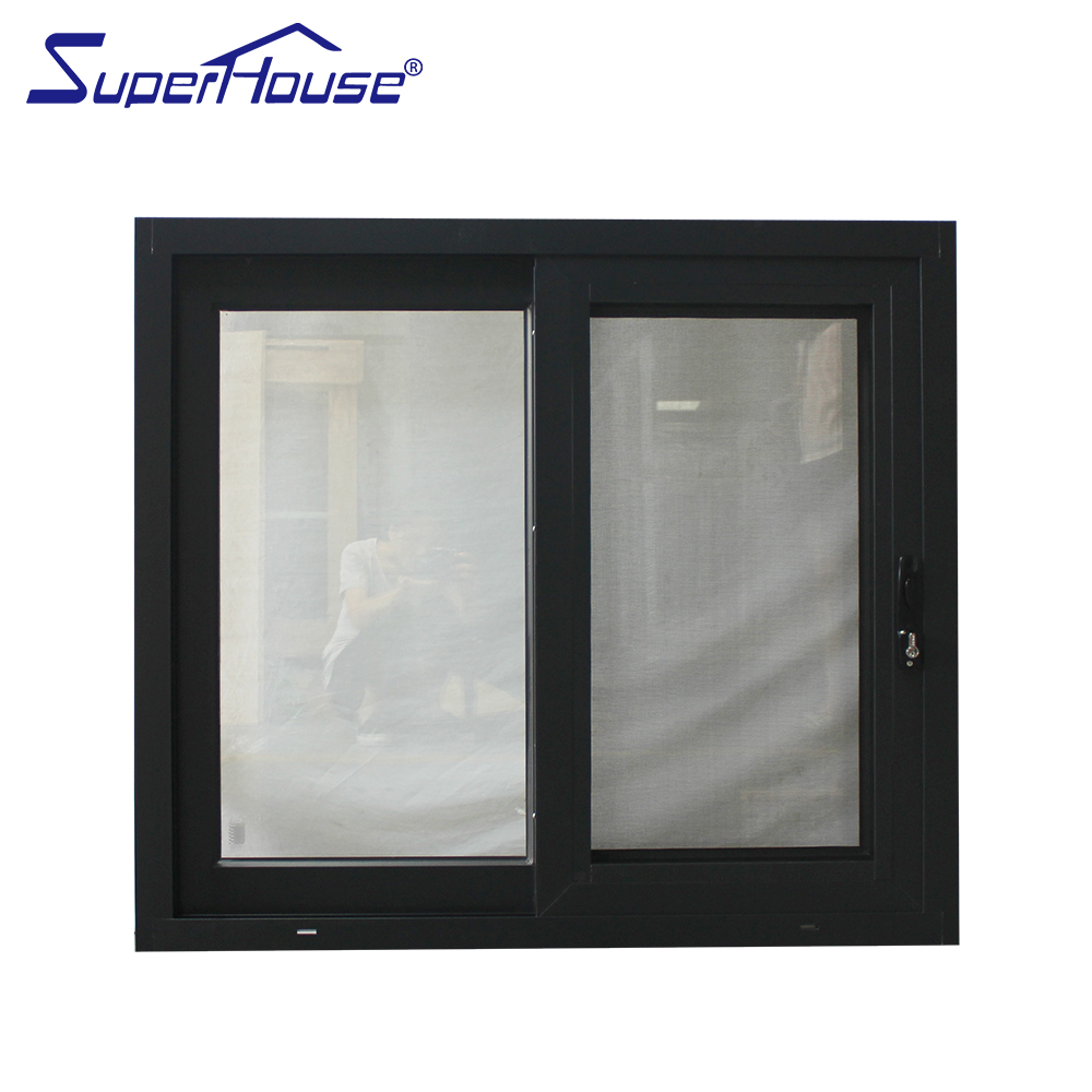 Aluminium Black Sliding Windows Horizontal Window From China With Fly Screen Mosquito Net