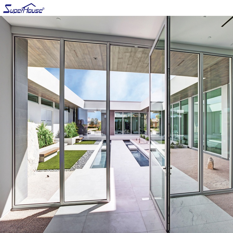 Top Grade Adaptive Face Recognition Smart Lock Aluminum Safety clear Tempered Glass Front Entrance French Door