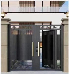 Single Villa Entrance Front Door with Sliding Design Doorbell Call Secret Key Passwords Aluminum Alloy Fence Gate Door