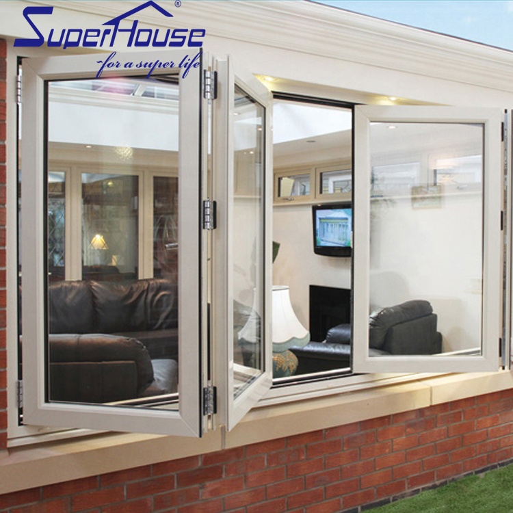 NFRC Impact Aluminium Bi Folding Window Aluminum Frame Tempered Glass Window Balcony Window for House