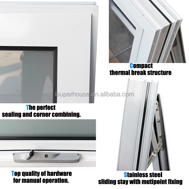 Australia Most Popular Aluminum Windows Sound Proof Double Glazed Chain Winder Awning Window
