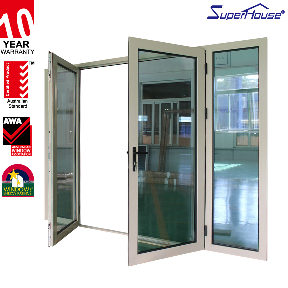 Superhosue Miami Dade NOA Hurricane Impact Standard Aluminum French Door Double Hinged Door Escape Door