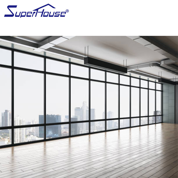 Hurricane Impact Fixed window wall USA Caribbean commercial project use large size 96PSF Miami-dade NOA standard storefront