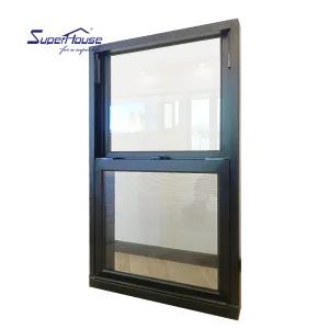 Custom Size Black Vinyl Single Hung Window with Double Glazing for Home