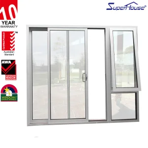 AS2047 Certified Thermal Break Aluminum Sliding Door and Awning Window Combo with Insect Screen