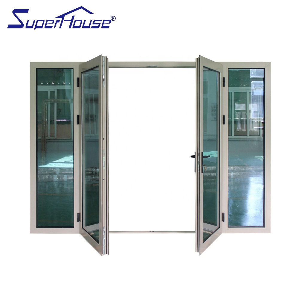 Modern Commercial Double Casement Door, NFRC Certified, Multi-point Lock, Anti-theft German Hardware, Store Front Entrance Door
