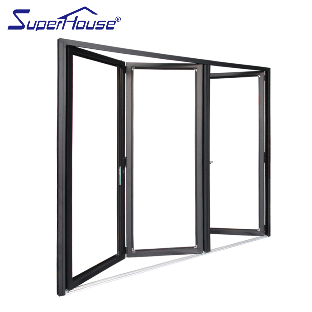 Heat Insulation Superhouse NFRC NOA FPA AS2047 Hurricane Impact Aluminum 3panel Bi-folding Doors with 10 Years Warranty