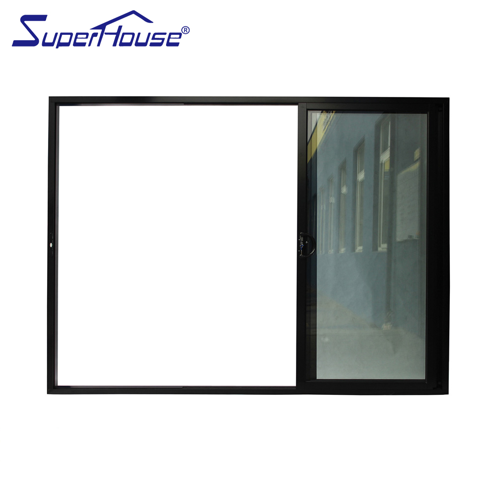 Superhouse Durable and with Sleek Construction and Tempered Glass Thermal Break Multi Panel Black Aluminum Sliding Door