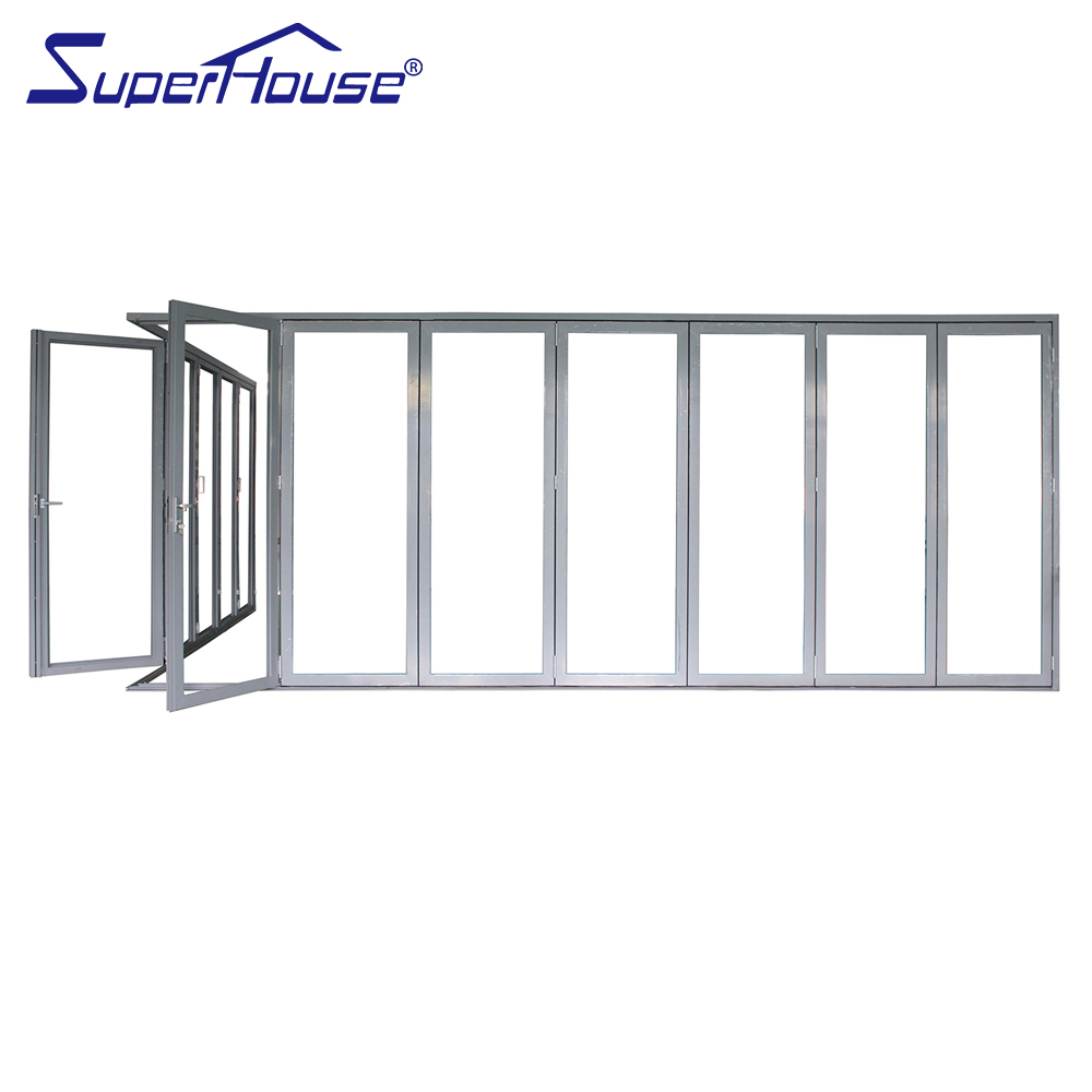Factory Exterior Soundproof Hurricane Proof Thermal Break Bi-fold Accordion Aluminum Glass Patio Bi Folding Doors
