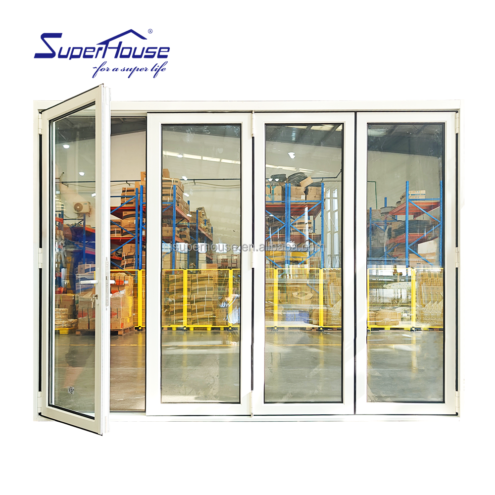 Hurricane Impact Aluminium Accordion Bifolding Doors Fold Door Tempered Glass Folding Door Can Be Casement Open