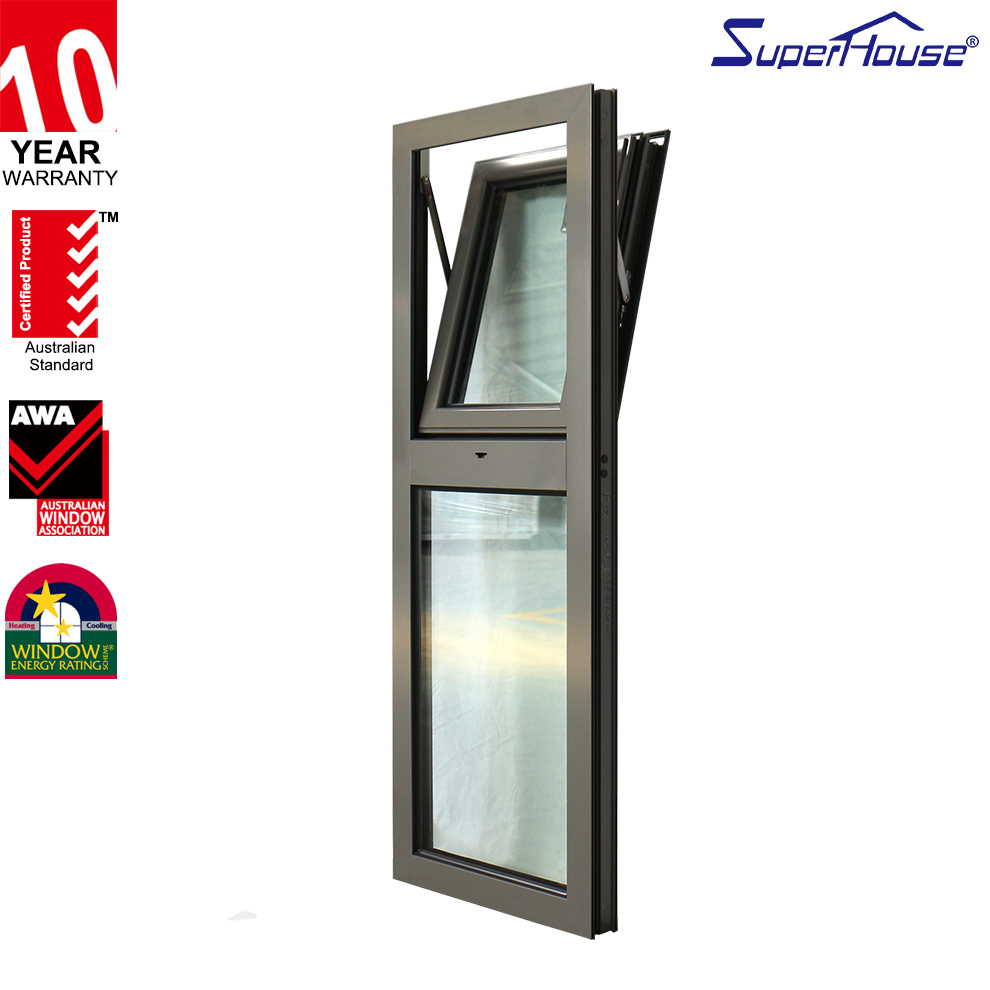 Factory Directly Hurricane Impact Windows Thermal Break Custom Double Glazed Tempered Glass Black Aluminum Awning Window