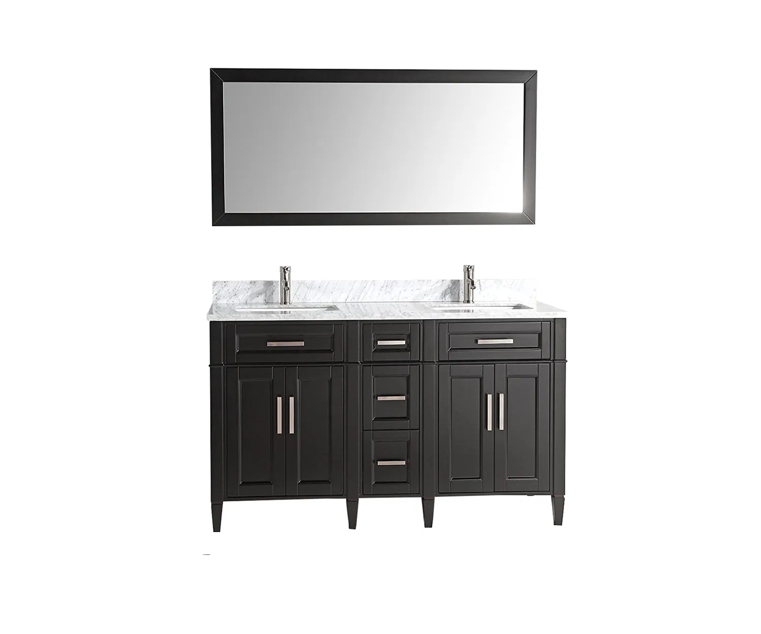 60" Double-Sink Bathroom Vanity Set / Modern Solid Wood Bathroom Vanities