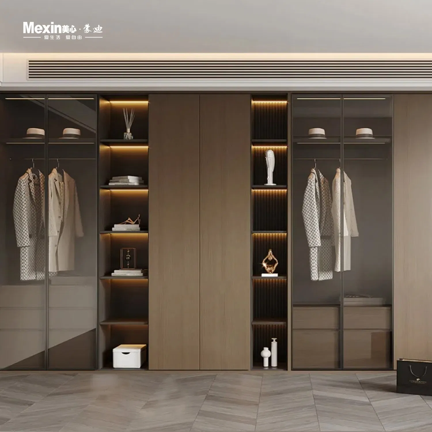 Mexin Customizable Storage Folding Cupboard Cabinet Custom Closet Wardrobe Modern Furniture Eco-Friendly for Master Sliding Door Bedroom Kids Wooden Wardrobe