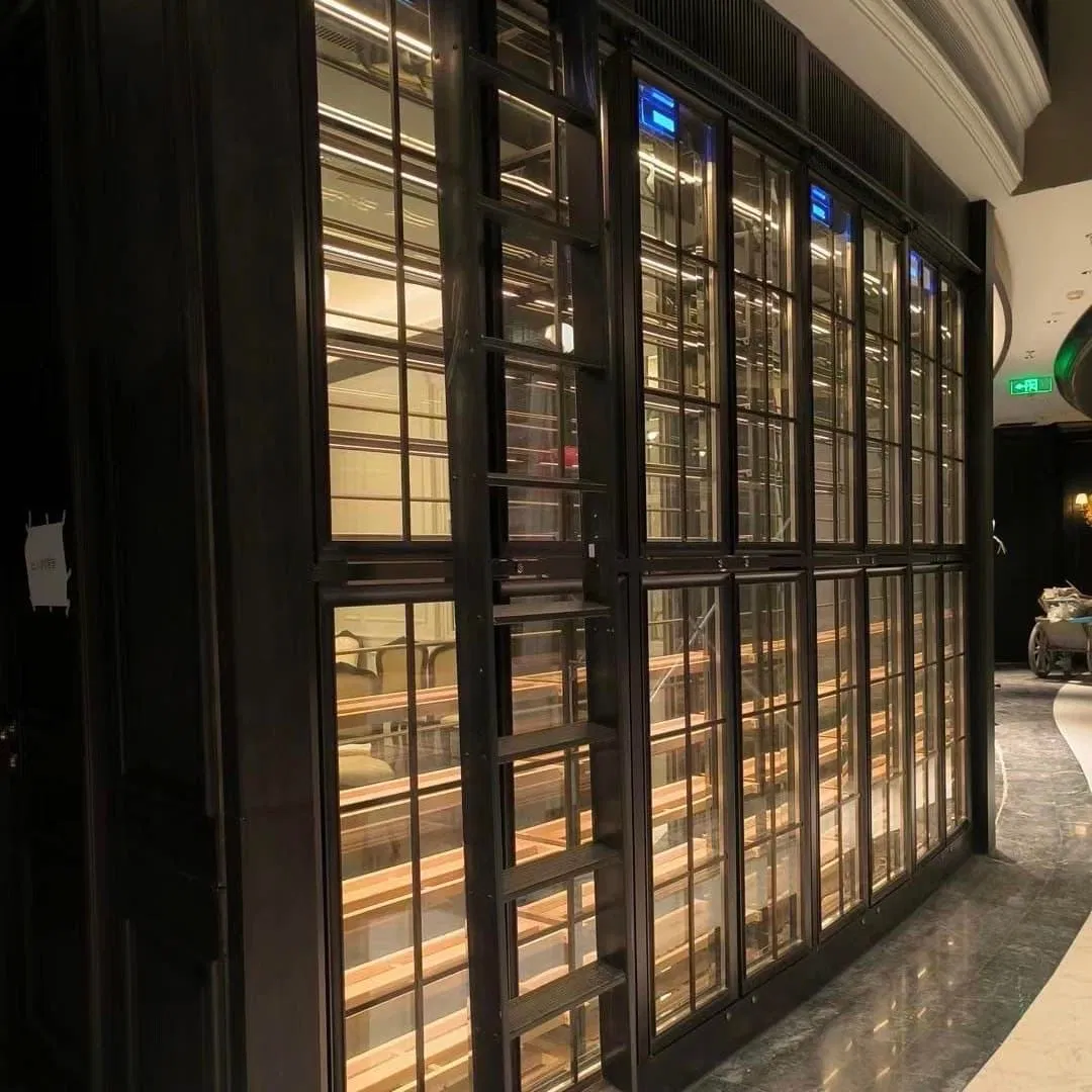 Custom Stainless Steel and White Oak Wine Storage Cabinet