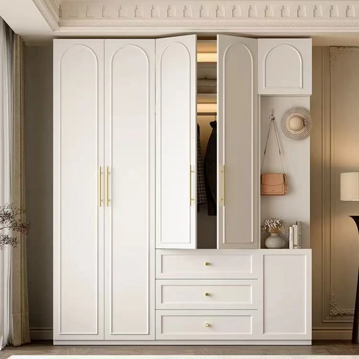 Premium Custom Bedroom Wardrobe Closet Versatile Metal and Plastic Wardrobe Cabinet Suitable for Hotel Rooms with Wheels for Easy Sliding Doors