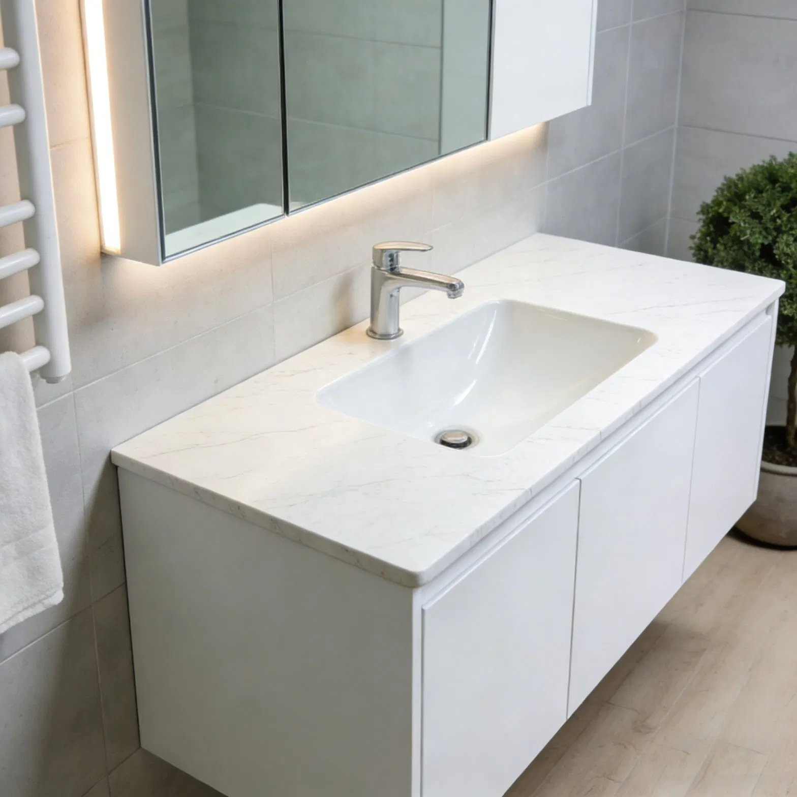 Wall Mounted Double Sink Vanity Cabinet with Storage Drawers