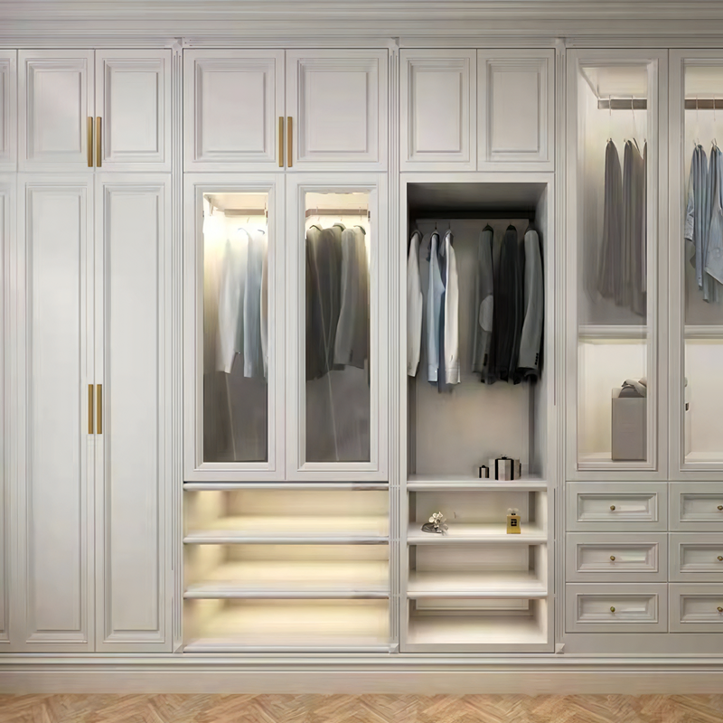 Customized Wardrobe Organizer Storage Closet Wooden Fitted Built Walk in Cupboard Closet
