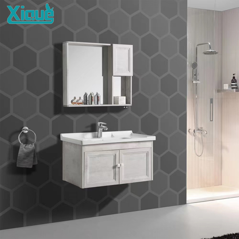 Family Economy Aluminum Carbon Fiber Wall Bathroom Cabinet Double Sink Floating Bathroom Vanity