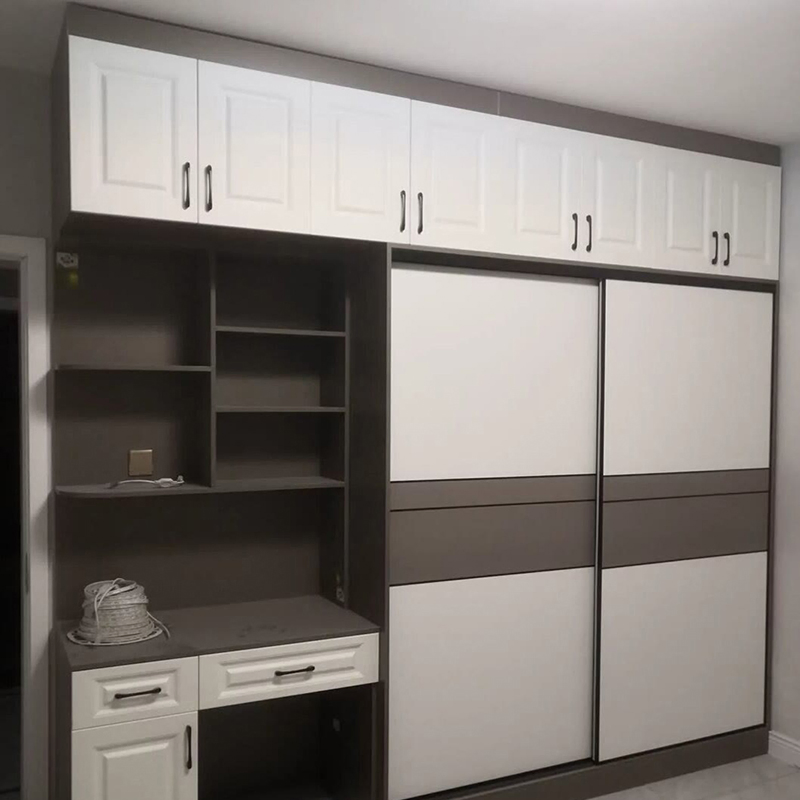 Custom with Swing/Sliding Metal Cabinet Glass Doors White Dual Tower Deluxe Wooden Furniture Wardrobes Closet Kit Organization System