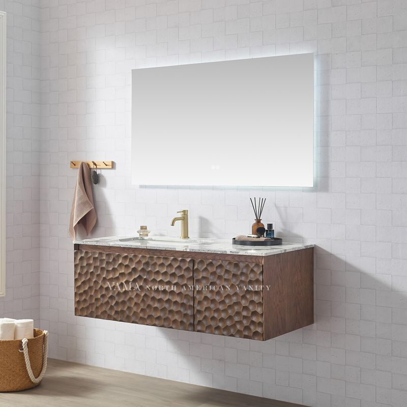 Vama Customized Plywood Cabinet Artificial Stone Countertop Floating Bathroom Vanity