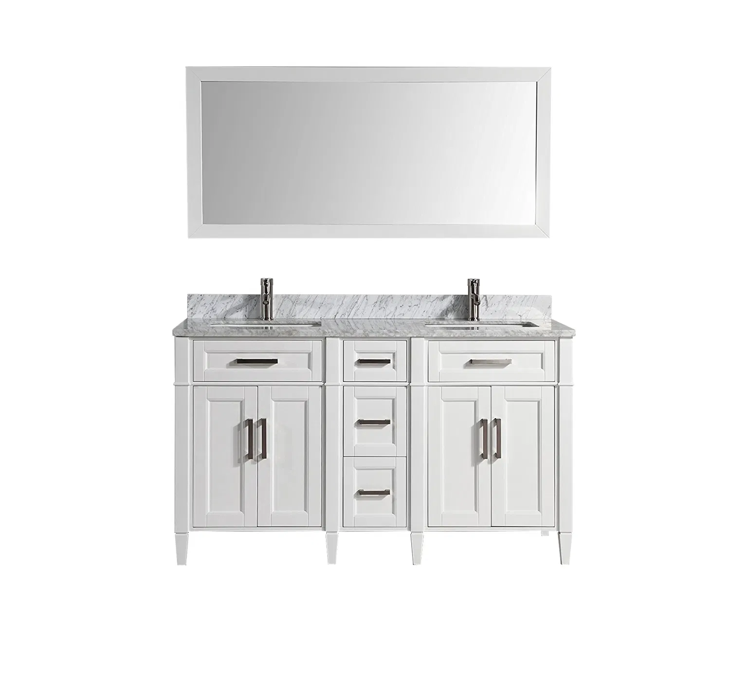 60" Double-Sink Bathroom Vanity Set / Modern Solid Wood Bathroom Vanities