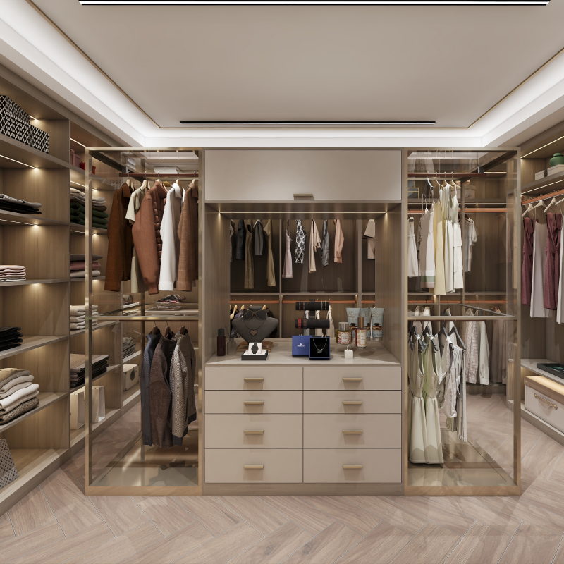 New Design Modern Luxury Open Door Floor to Ceiling Wooden Walk in Bedroom Closet Wardrobes Clothes Organizer Storage