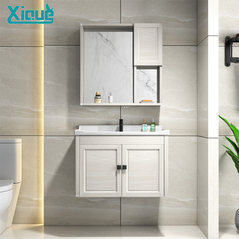 Family Economy Aluminum Carbon Fiber Wall Bathroom Cabinet Double Sink Floating Bathroom Vanity