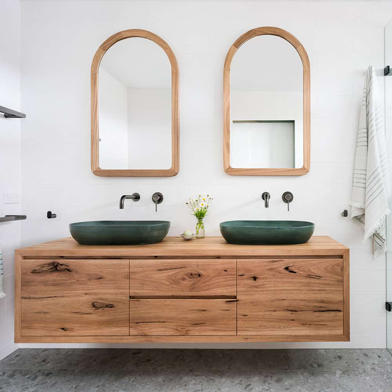 Modern Solid Floating Bathroom Cabinet Customized Wood Design Furniture Bathroom Vanity