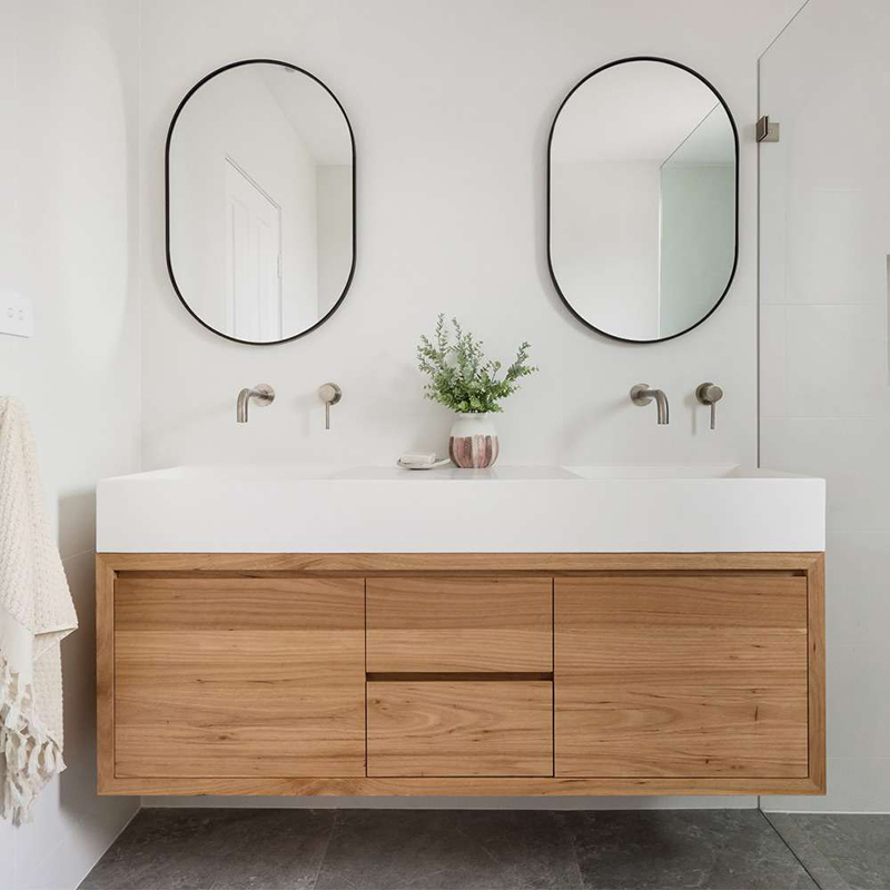 Modern Solid Floating Bathroom Cabinet Customized Wood Design Furniture Bathroom Vanity