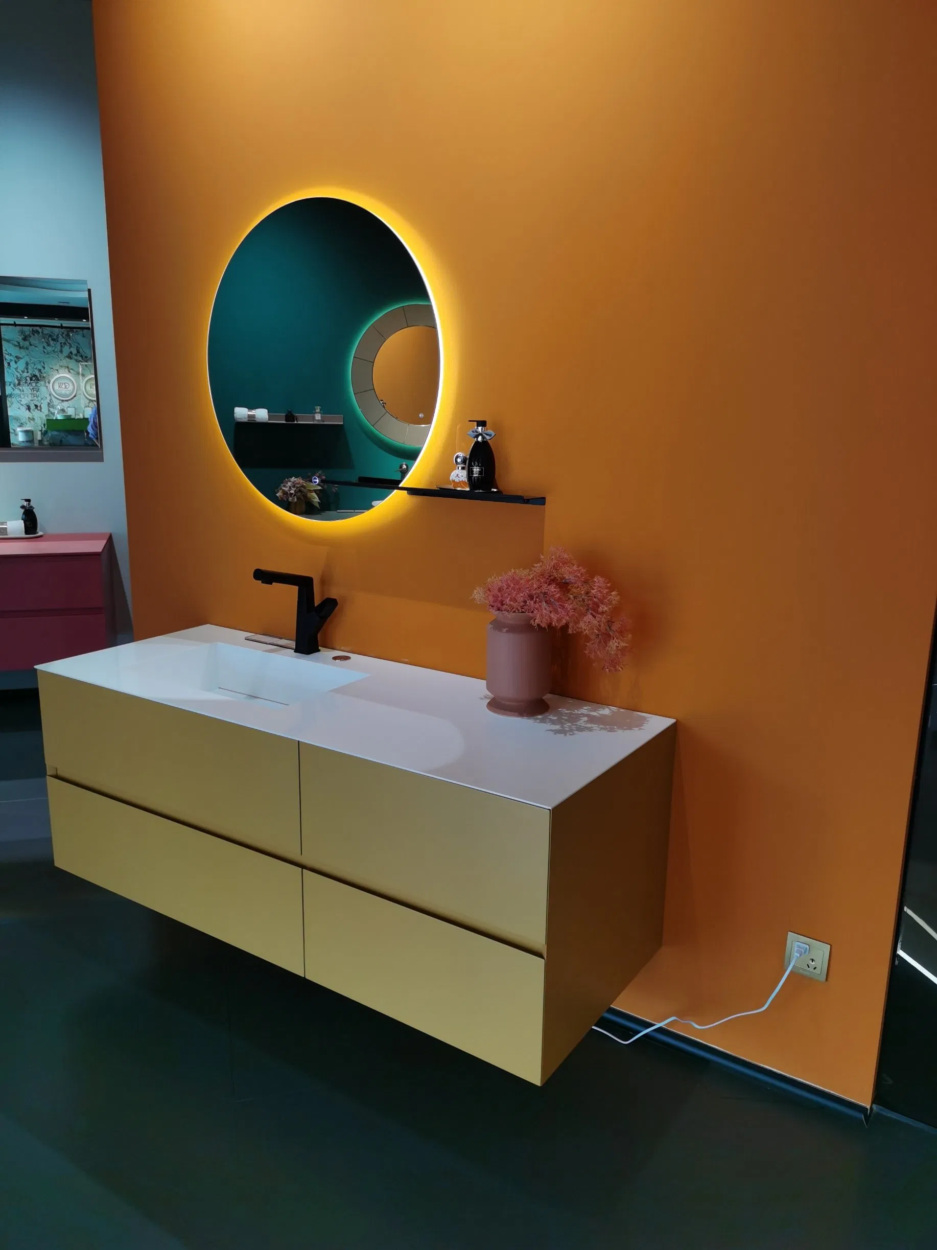 Pengbo Linen Design Oak Bathroom Vanity Mirror Cabinet Bathroom Vanity with Sink