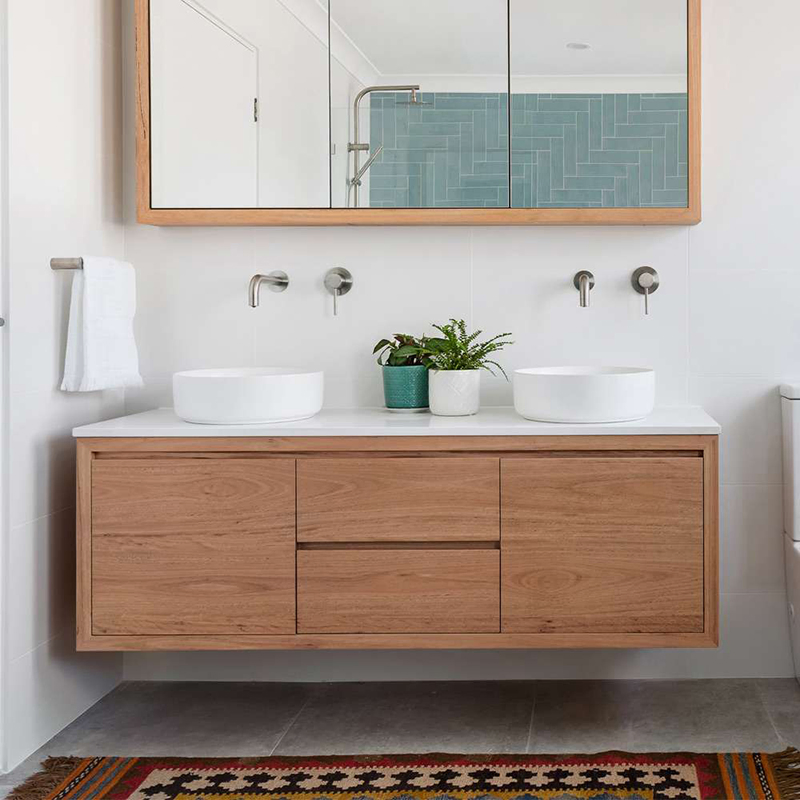 Modern Solid Floating Bathroom Cabinet Customized Wood Design Furniture Bathroom Vanity