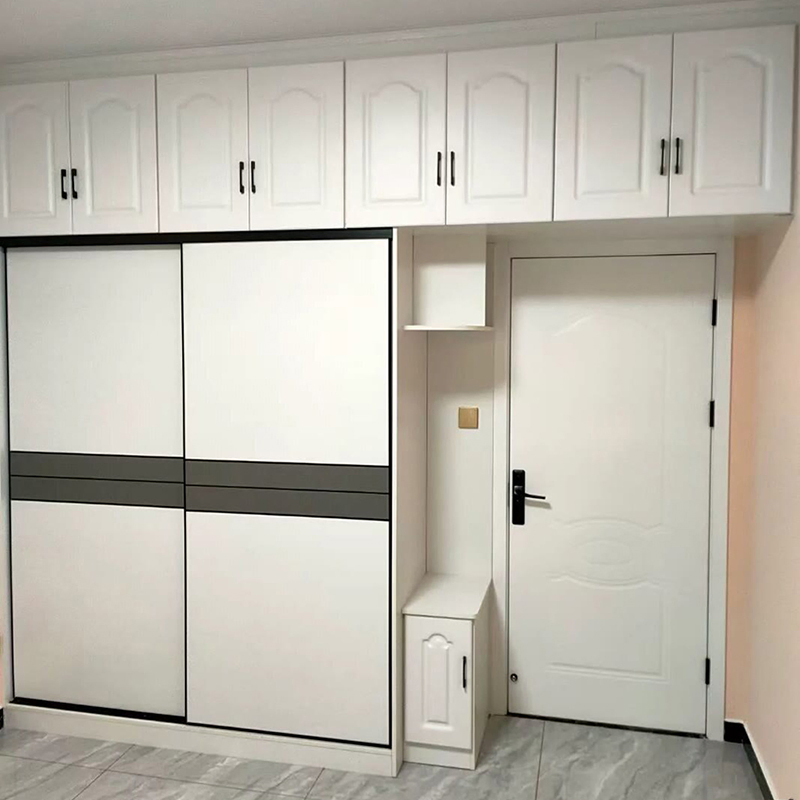 Custom with Swing/Sliding Metal Cabinet Glass Doors White Dual Tower Deluxe Wooden Furniture Wardrobes Closet Kit Organization System