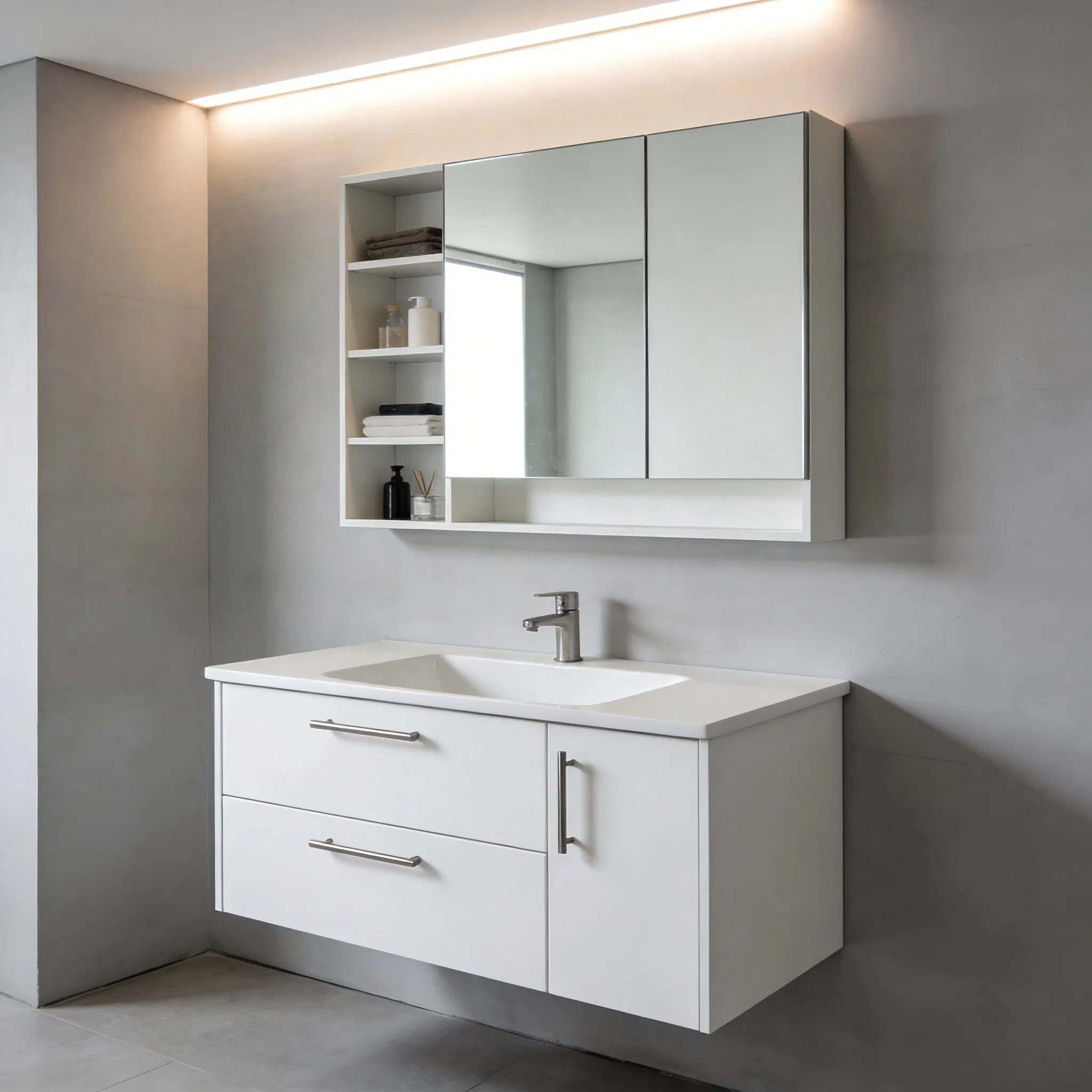 Wall Mounted Double Sink Vanity Cabinet with Storage Drawers