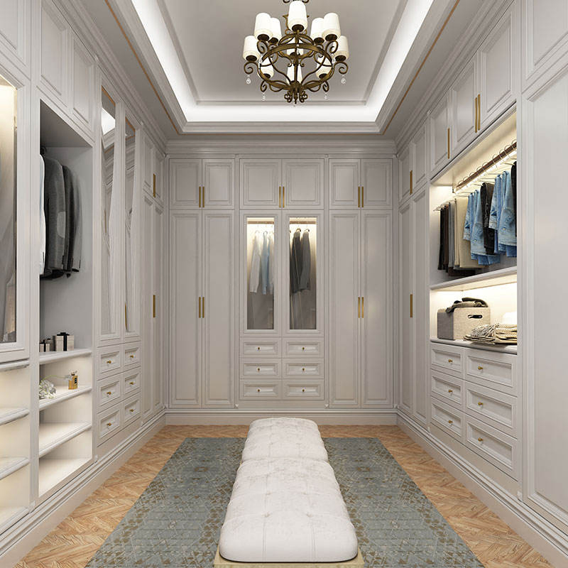 Modern Style Customized Solid Rubber Wood Walk in Closet for Bedroom
