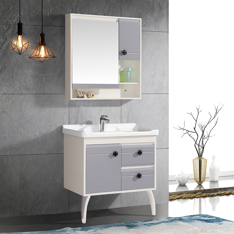 Modern Style PVC Bathroom Vanity Under Sink Corner Cabinet Double Sink Vanity