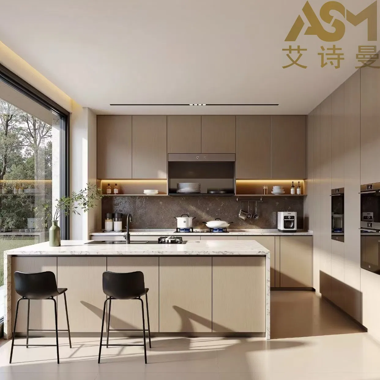 High-End Custom Kitchen Wooden Furniture Design Modern Kitchen Furniture Custom-Made Classic Wood Solid Wood Flat Pack Kitchen Cabinets
