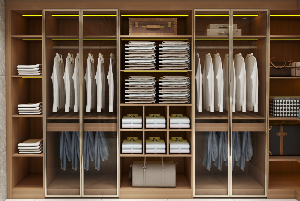 Cbmmart Modern Sliding Home Furniture Bedroom Closet Glass Door Metal Wooden Wardrobe