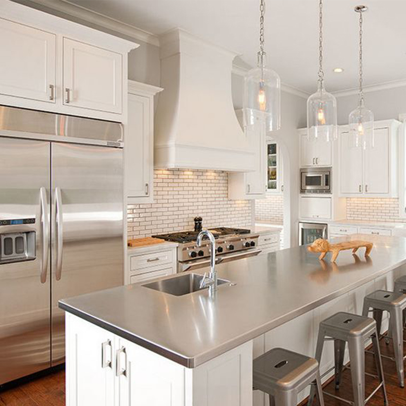 Durable Popular Lacquer Blue and White Kitchen Island White Shaker Kitchen Cabinets