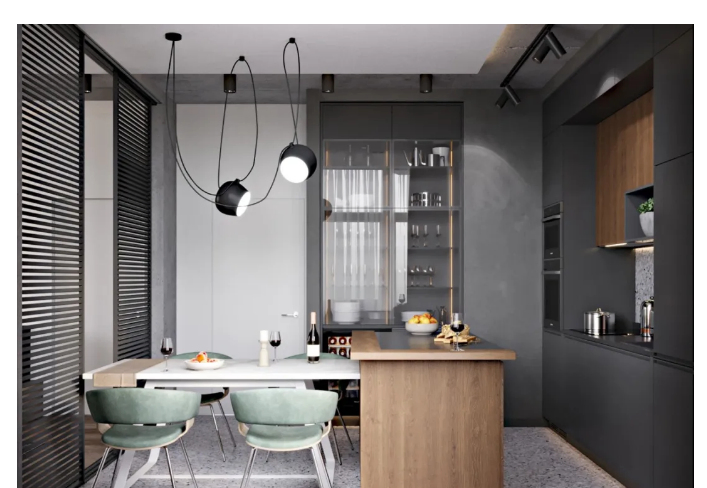 Cuisine Complete Kitchen Affordable Price Modern Glass Design Kitchen Cabinet Laminate Pantry Cupboard