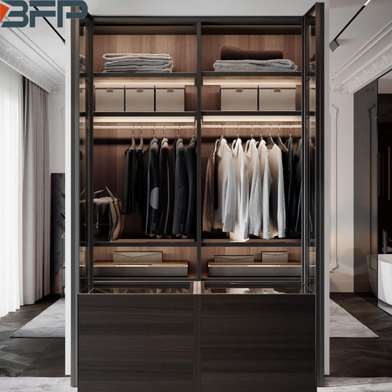 Aluminum Profile Frame Sliding Door Bedroom Wardrobe Closet Furniture Designs