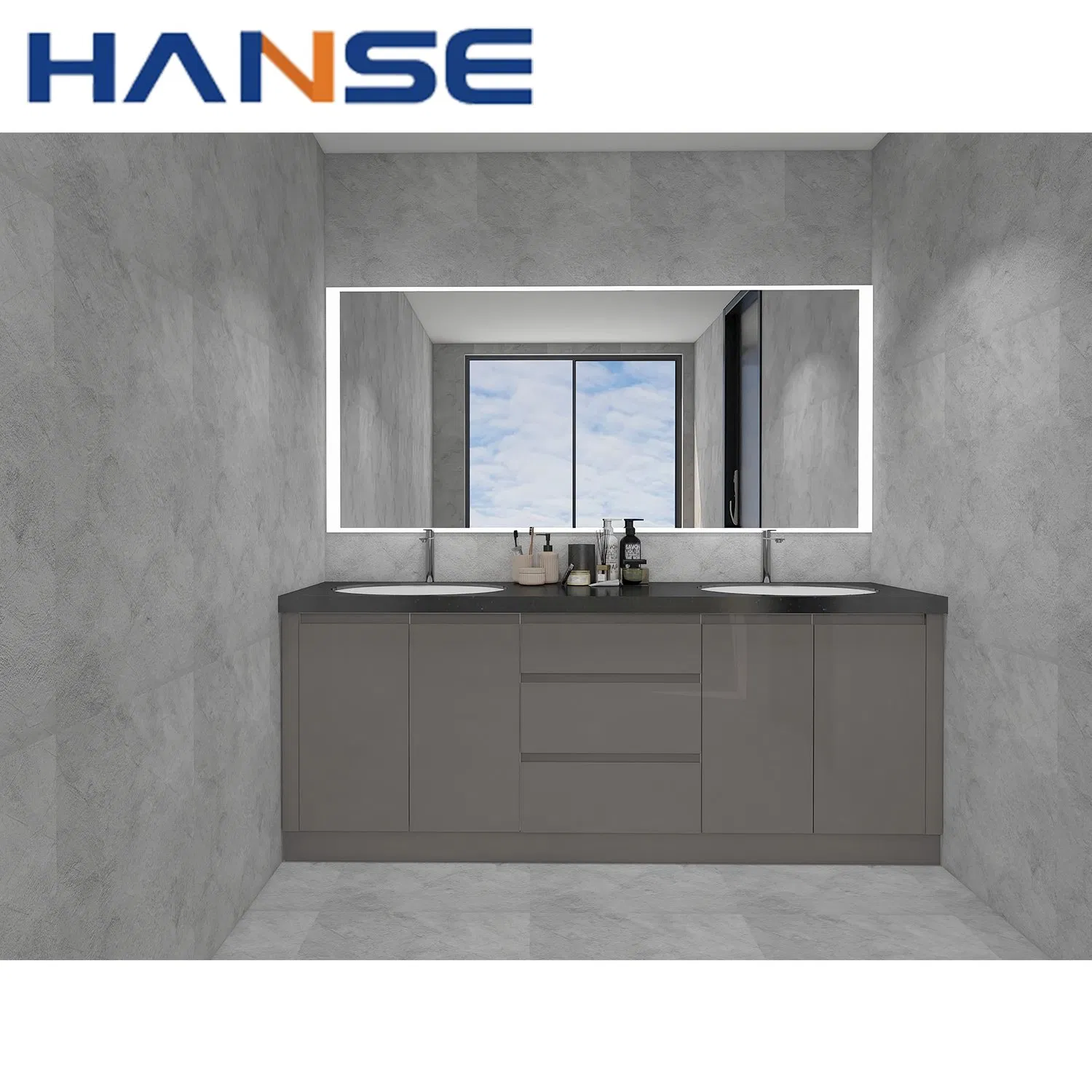 Modern Luxury Hotel Vanity Bathroom Single&Double Sink Rock Plate Bathroom Vanity
