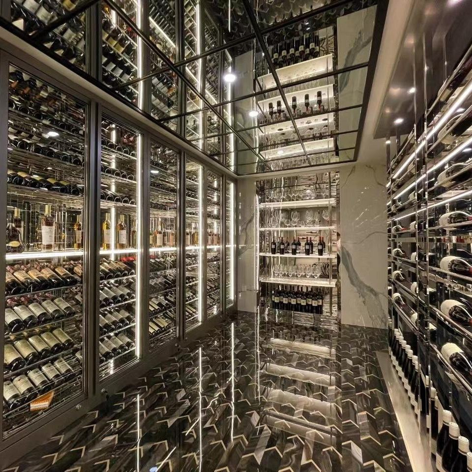 Climate-Controlled Luxury Walk-in Wine Cellar with Durable Features