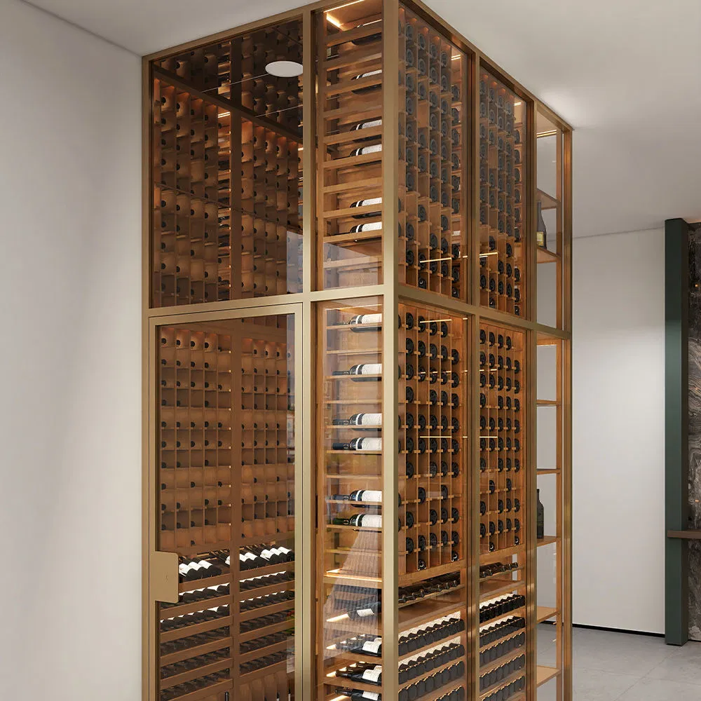 Luxury Walk-in Wine Cellar with Durable Stainless Steel Features