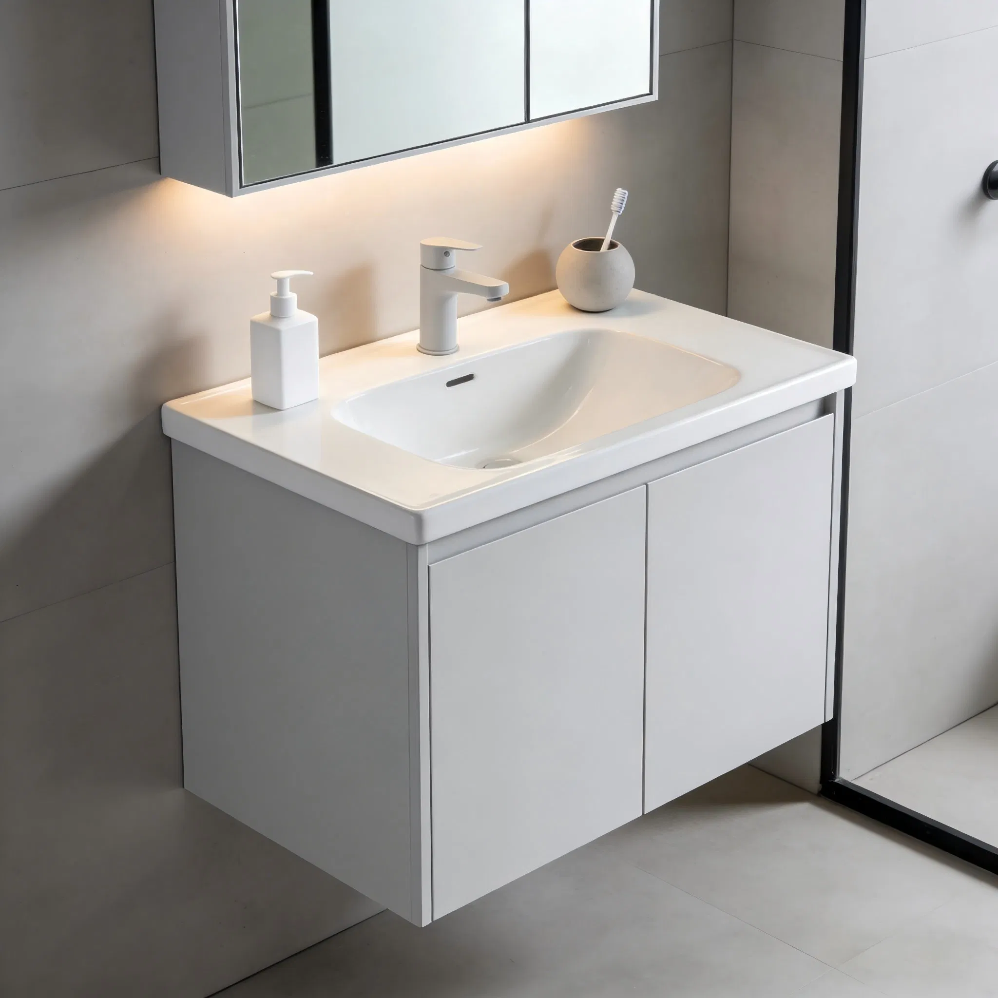 Wall Mounted Double Sink Vanity Cabinet with Storage Drawers